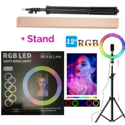 Picture of 12" RGB LED Soft Ring Light with Tripod Stand for Photography Makeup YouTube Video Shooting Selfie-Multicolor
