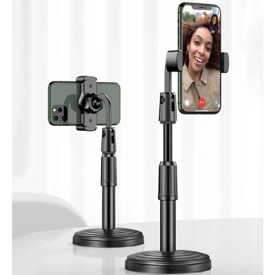 Picture of Desktop Mobile Phone Holder Stand 360 Rotate For Live Streaming Shoot Youtube Tiktok Video Round Base Smartphone-Black