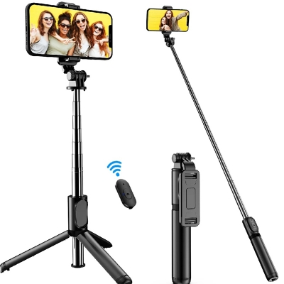 Picture of Versatile 37-Inch Q07 - S03 Flexible Selfie Stick Tripod Stand with Bluetooth Remote Control for Phone Camera Capture Perfect Shots-Black