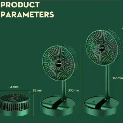 Picture of Rechargeable Fan Electric Fan Table Fan Foldable Telescopic Fan Low Noise Portable Folding Telescopic Small Desktop Fan High B-attery Life-Green