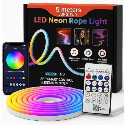Picture of 5 Meter RGB LED Neon Rope Light – App Smart Control & remote control  USB Neon Strip Light-Multicolor