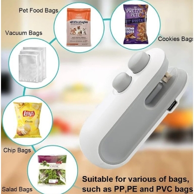 Picture of 2IN1 Mini Sealing Machine USB Rechargable Heat Sealer Storage Bag Plastic Package Food Sealer Clip Bag Handheld Food Heat Sealer