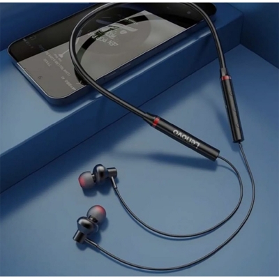Picture of Lenovo HE05X (Black Box Official) Bluetooth 5.0 IPX5 Waterproof Neckband Wireless Earphone-Black