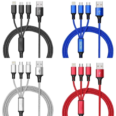Picture of USB Charger Cable 3 In 1 Fast Charging USB Charger Cable / Fast Charging Data Transfer/Compatible with Micro USB, USB-C/Type-C Devices