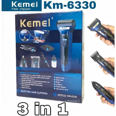 Picture of Kemei KM-6330 Grooming Kit 3 in 1 Hair Mustache Beard Shaver Trimmer Clipper for Men