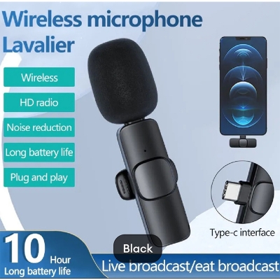 Picture of K8 Wireless Microphone Professional Lapel Lavalier Microphone Remove Noise For Typ c Microphone-Black
