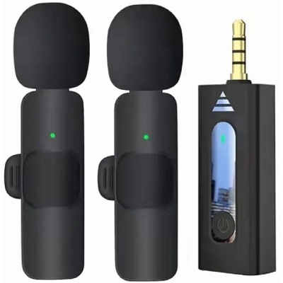 Picture of K35 Dual Wireless Microphone 3.5mm Supported for Camera, Sound card, Smartphone-Black