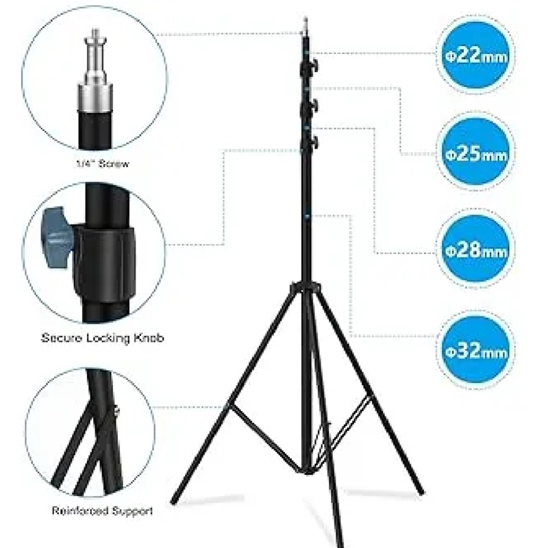 Picture of 6 Feet Adjustable Tripod Stand Holder For Mobile With Mic Flexibility Uneven Location-Black