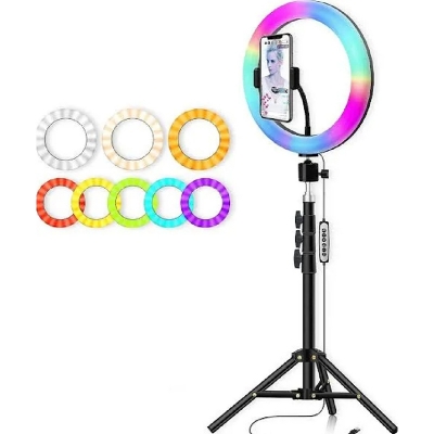 Picture of 10 inch RGB LED Soft Ring Light with Tripod Stand for Photography Makeup YouTube Video Shooting Selfie-Black