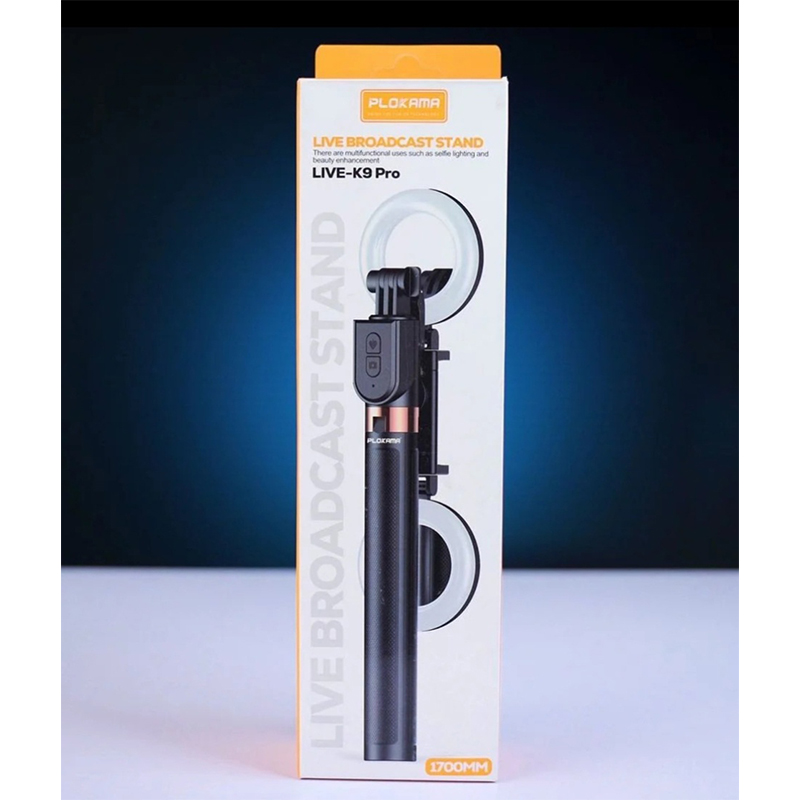 Picture of Plokama K9 Pro Double LED Selfie Stick Tripod-Black