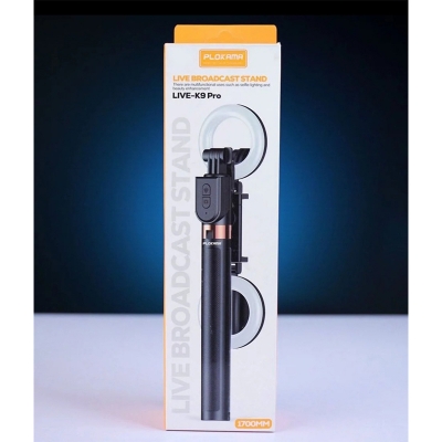 Picture of Plokama K9 Pro Double LED Selfie Stick Tripod-Black