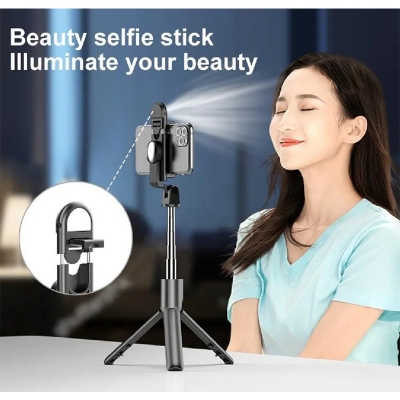 Picture of Q07 (100cm) Bluetooth Integrated Selfie Stick with Light and Bluetooth Remote Control-Black