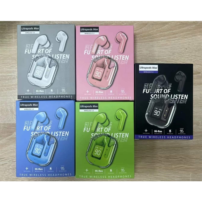Picture of Ultrapods Max Wireless Earbuds 5.3 Transparent LED Power Display-Multicolor