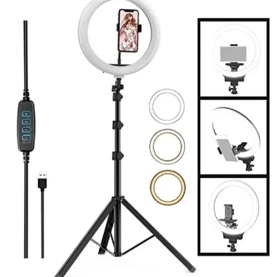 Picture of 12 Inch LED Ring Light with Adjustable Stand & Phone Holder for Live Streaming, Video Recording, Photography, and Makeup Tutorials-12ring light