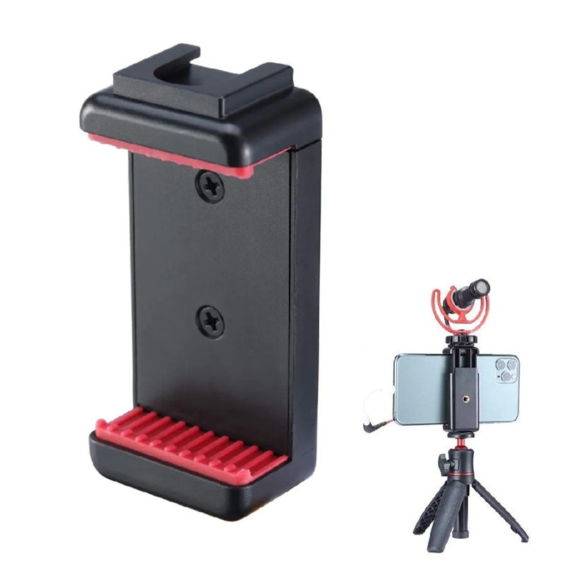 Picture of Ulanzi ST-07 Adjustable Phone Holder Vlog Phone Clip with 1/4 Inch Screw Hole Extending Cold Shoe Smartphone Camera Kit-Black
