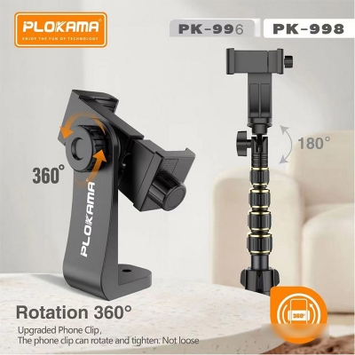 Picture of PLOKAMA PK-998 Professional Tripod Stand with Remote Control & Carry Bag for Mobile & Camera-Black