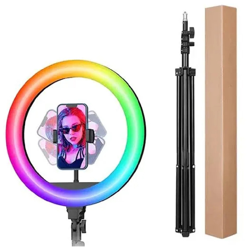 Picture of 10 inch RGB LED Soft Ring Light with Tripod Stand for Photography Makeup YouTube Video Shooting Selfie-RGB 10 SET