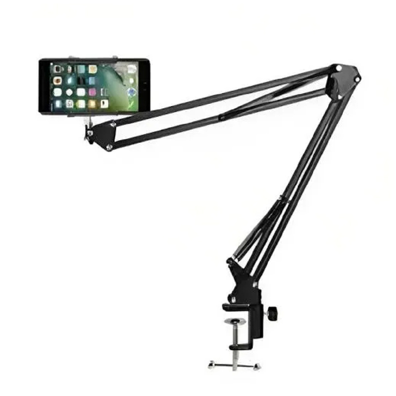 Picture of Overhead Video Stand Tripod Phone Holder Articulating Arm Phone Mount ChromLives Table Top Scissor Arm Stand Tablet Arm Holder for Phone,Live Streaming,Baking,Crafting,Videos and More Tripod-Black