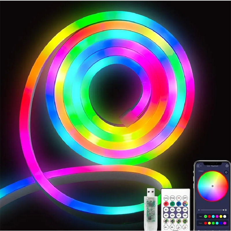 Picture of 5 Meter RGB LED Neon Rope Light – App Smart Control & remote control  USB Neon Strip Light-Multicolor