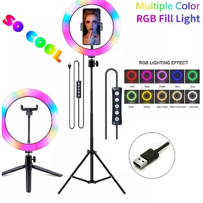 Picture of 10 inch RGB LED Soft Ring Light with Tripod Stand for Photography Makeup YouTube Video Shooting Selfie-Multicolor