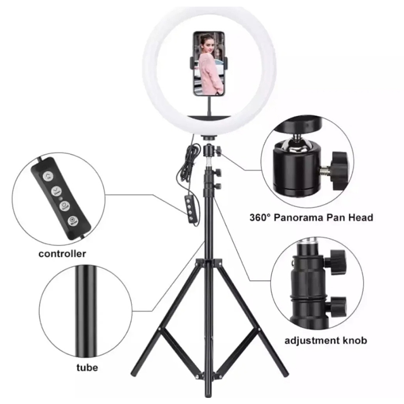 Picture of 14 Inch LED Ring Light with Adjustable Stand & Phone Holder – 3 Color Mode-Black