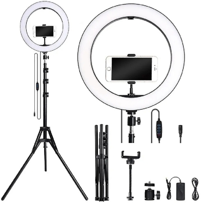 Picture of 12 Inch LED Ring Light with Adjustable Stand & Phone Holder – 3 Color Mode-Black