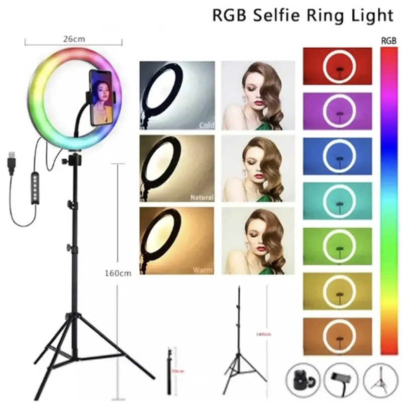 Picture of 12" RGB LED Soft Ring Light with Tripod Stand for Photography Makeup YouTube Video Shooting Selfie-RGB 12