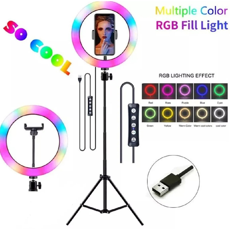 Picture of RGB LED 10 inches /12 inches Soft Ring Light with Tripod Stand for Photography Makeup YouTube Video Shooting Selfie
