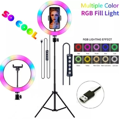 Picture of RGB LED 10 inches /12 inches Soft Ring Light with Tripod Stand for Photography Makeup YouTube Video Shooting Selfie