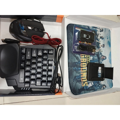 Picture of PUBG Gaming Combo Set – One Hand Keyboard + Gaming Mouse + Converter + Mobile Stand + Mouse Pad (5 in 1 Set)