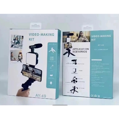 Picture of AY-49 Phone Vlog Tripod Vlogging Kit - Elevate Your Content Creation - Wireless Remote Control for Effortless Operation-Black