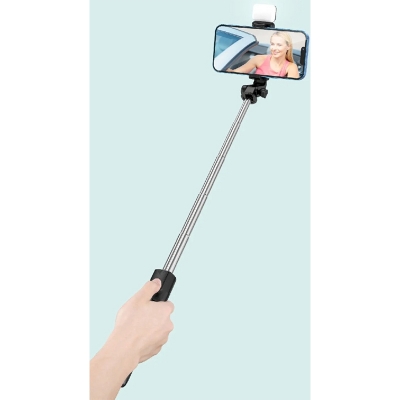 Picture of R1s Light Mobile Phone Bluetooth Selfie Stick With Tripod Integrated Multi-Function Mini Photo Live Artifact Universal-Black