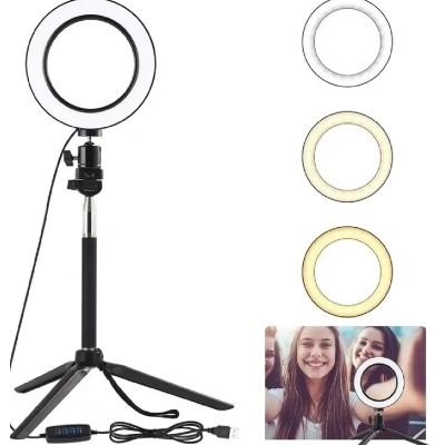 Picture of 12 Inch LED Ring Light with Adjustable Stand & Phone Holder for Live Streaming, Video Recording, Photography, and Makeup Tutorials-Black