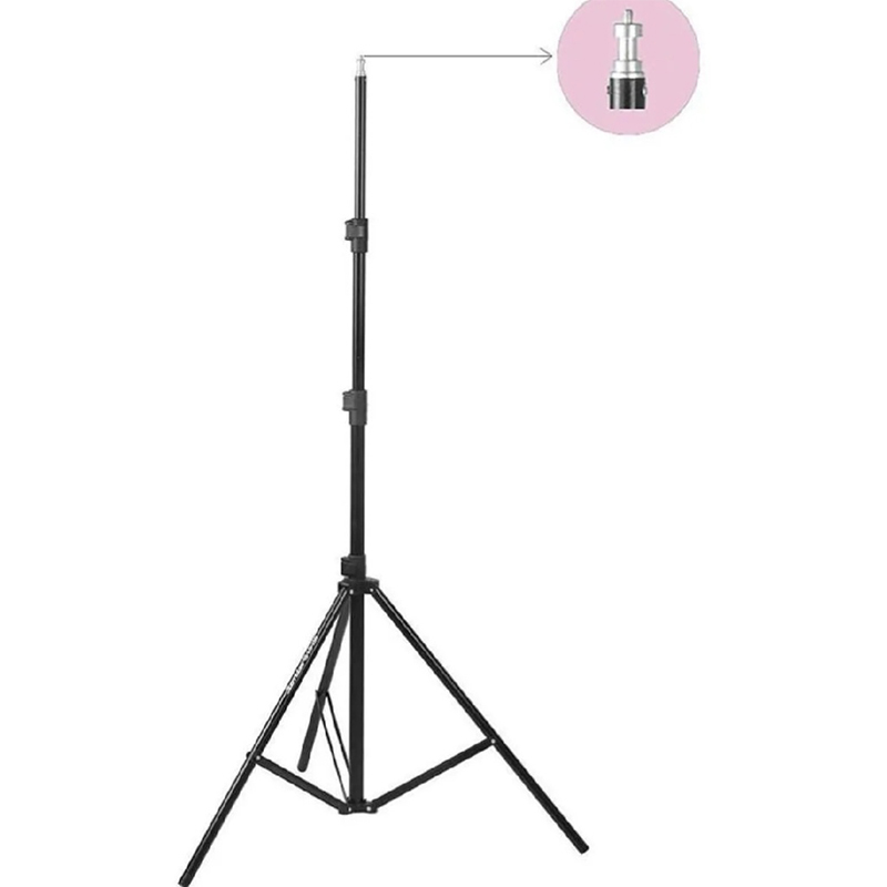 Picture of 6 Feet Adjustable Tripod Stand Holder For Mobile With Mic Flexibility Uneven Location-Black