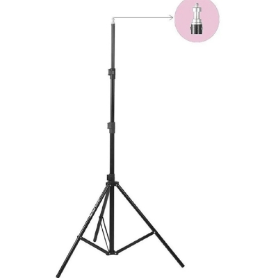 Picture of 6 Feet Adjustable Tripod Stand Holder For Mobile With Mic Flexibility Uneven Location-Black
