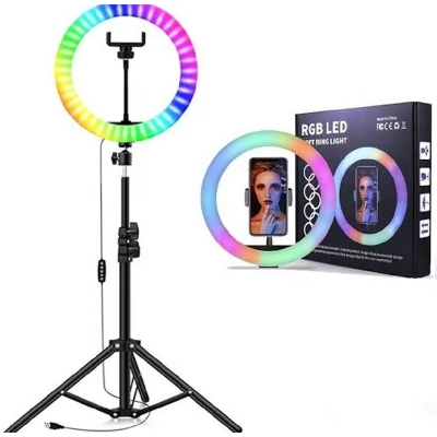 Picture of 10 inch RGB LED Soft Ring Light with Tripod Stand for Photography Makeup YouTube Video Shooting Selfie-Black