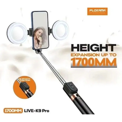 Picture of Plokama K9 Pro Double LED Selfie Stick Tripod-Black