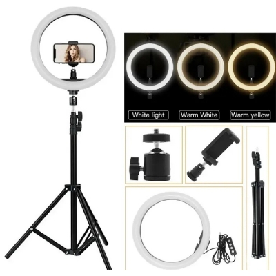 Picture of 12 Inch LED Ring Light with Adjustable Stand & Phone Holder for Live Streaming, Video Recording, Photography, and Makeup Tutorials-12ring light