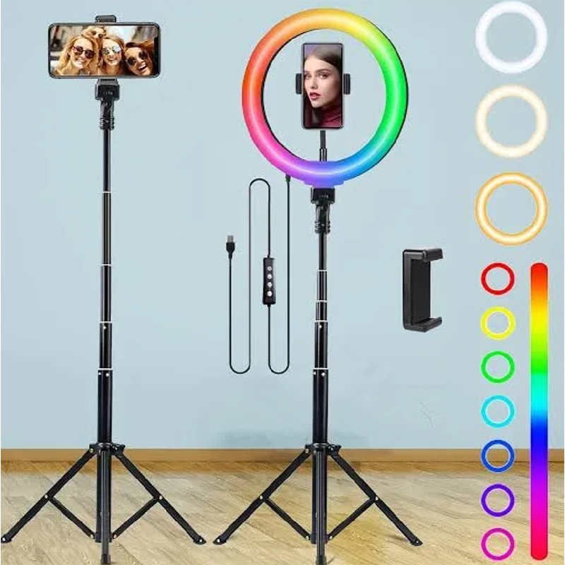 Picture of 12" RGB LED Soft Ring Light with Tripod Stand for Photography Makeup YouTube Video Shooting Selfie-Multicolor