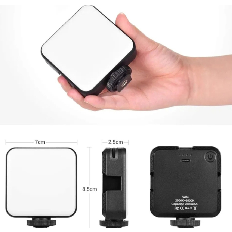 Picture of KRLZ LED Video Light on Camera,Mini Rechargeable 2000mAh LED Camera Lights,Dimmable 2500-6500K Ultra Bright Photo and Video Lighting,LED Fill Lamp-Black