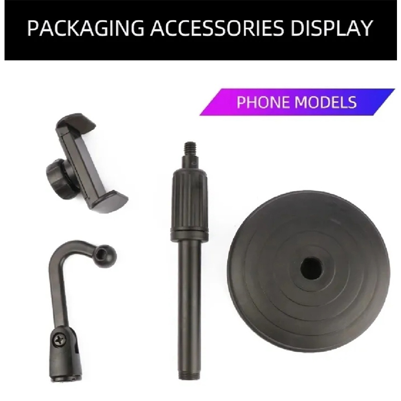 Picture of Desktop Mobile Phone Holder Stand 360 Rotate For Live Streaming Shoot Youtube Tiktok Video Round Base Smartphone-Black