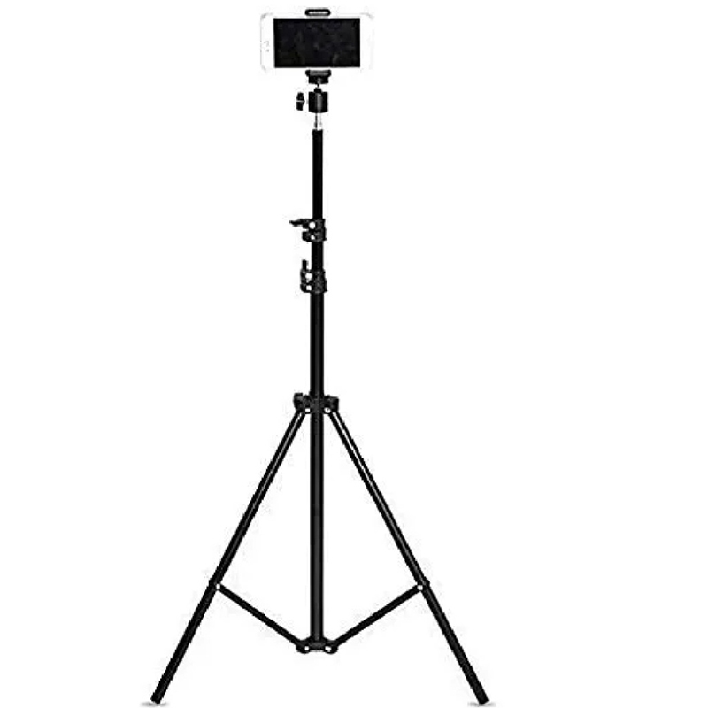 Picture of 6 Feet Tripod Stand with 360 Degree Horizontal and Vertical Rotation Ball Head and Mobile Holder Compatible With Smartphone 6 Feet Tripod Stand with 360 Degree Horizontal and Vertical Rotation Ball Head and Mobile Holder Compatible With Smartphone-Black