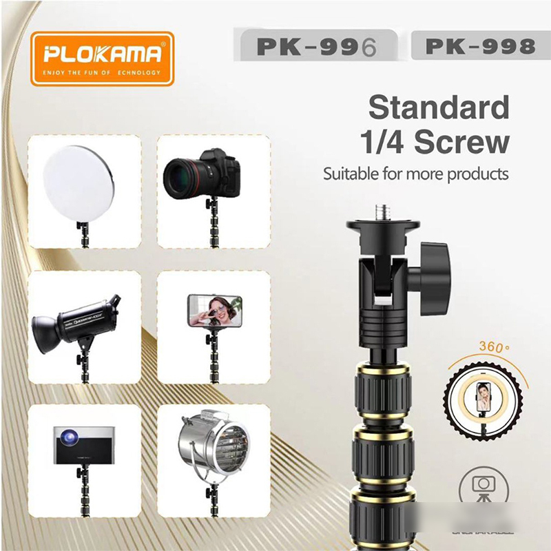Picture of PLOKAMA PK-998 Professional Tripod Stand with Remote Control & Carry Bag for Mobile & Camera-Black