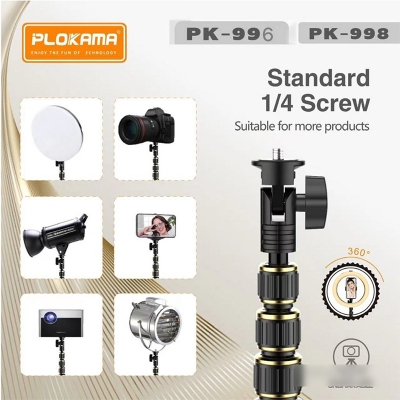 Picture of PLOKAMA PK-998 Professional Tripod Stand with Remote Control & Carry Bag for Mobile & Camera-Black