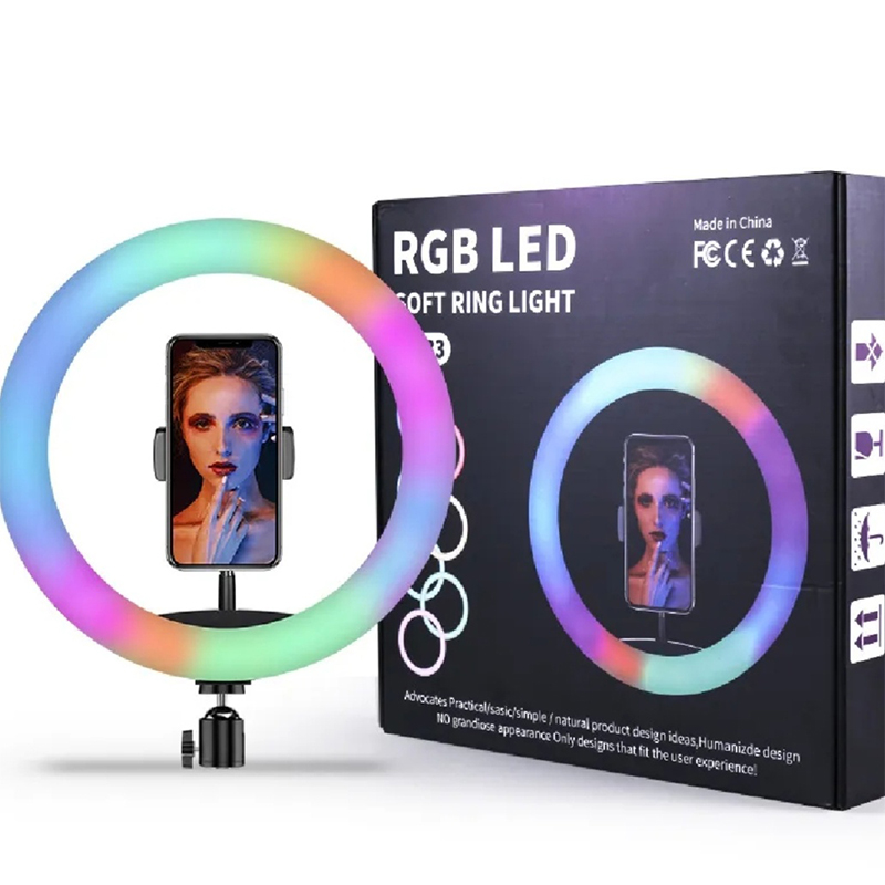 Picture of 12" RGB LED Soft Ring Light with 7Fit Stand With Universal USB Plug Interface for Photography Makeup YouTube Video Shooting-12inc  RGB SET