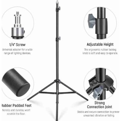 Picture of NeePho NP-9988 6ft Heavy Duty Light Stand Tripod for Ring Light, Softbox & Studio Light – Adjustable & Durable-Black