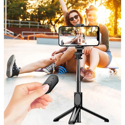Picture of Versatile 37-Inch Q07 - S03 Flexible Selfie Stick Tripod Stand with Bluetooth Remote Control for Phone Camera Capture Perfect Shots-Black