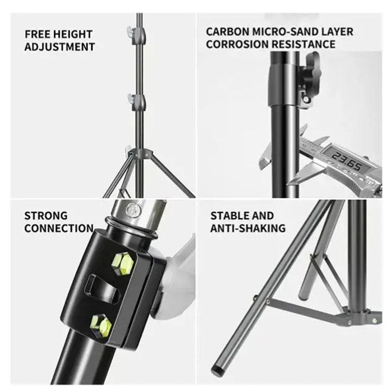 Picture of PLOKAMA PK-8899 Tripod Stand 6.8ft Adjustable Light Stand for Ring Light Mobile Camera Heavy Duty Foldable Stand-Black