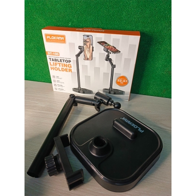Picture of Plokama DT-100 Tabletop Lifting Mobile Holder for Cooking Videos - 360° Adjustable Desk Phone Stand for Kitchen & Food Vlogging-Black