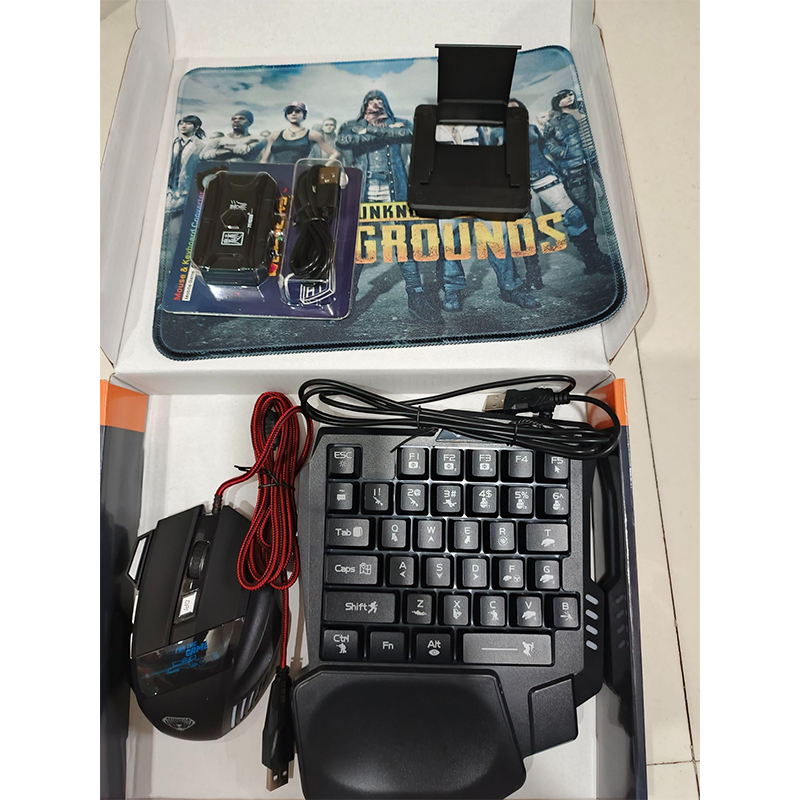 Picture of PUBG Gaming Combo Set – One Hand Keyboard + Gaming Mouse + Converter + Mobile Stand + Mouse Pad (5 in 1 Set)